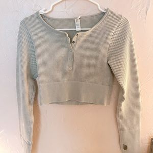 offline by aerie button waffle thermal crop top